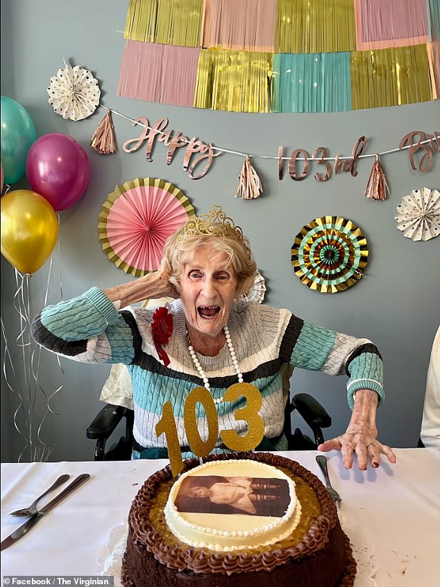 Mary Barnes, a mother of two, who lives at The Virginian senior community in Fairfax, Virginia, turned 103 in style on January 15.