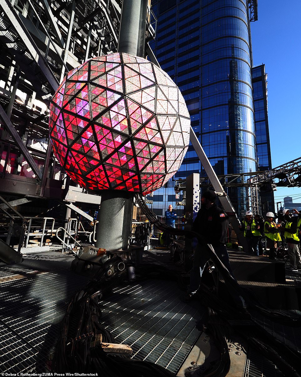 The Times Square New Year's Eve Ball was seen being tested in preparation for the December 31 celebration in Times Square on Friday.