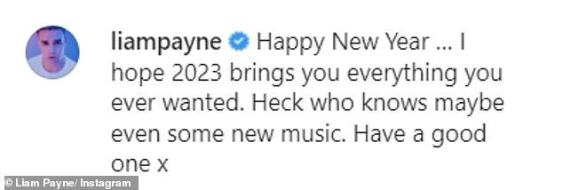 Happy New Year!  Liam wrote: 'Happy New Year I hope 2023 brings you everything you ever wanted?  Heck, who knows, maybe even some new music.  Have a good time x'