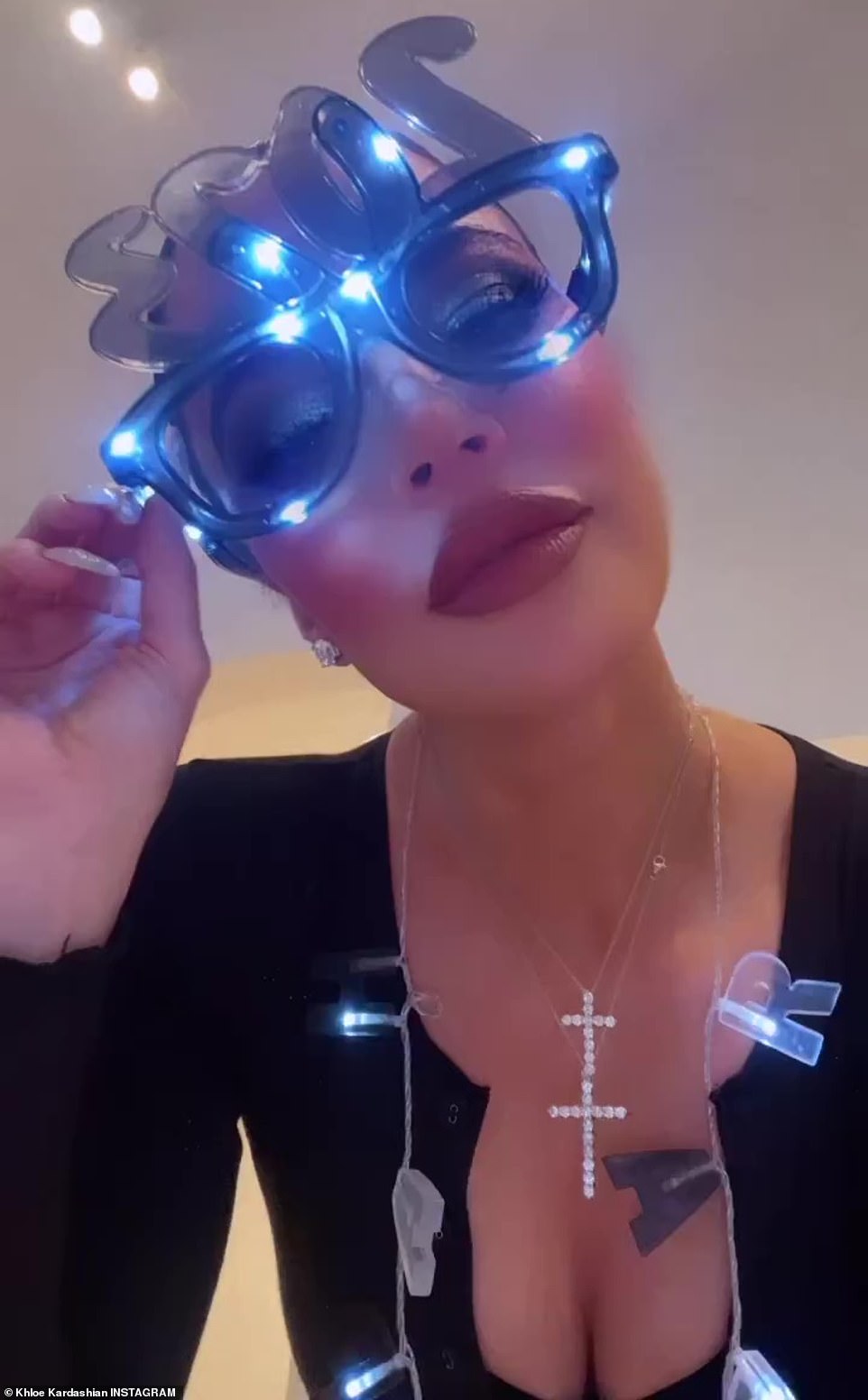 New Years Flare: Khloe Kardashian Ringed In The New Year With A Short Boomerang Wearing A Pair Of Blue 2023 Glasses