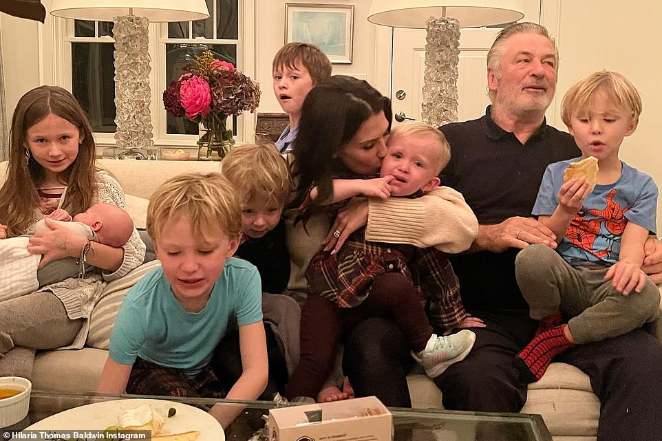 Big family: Hilaria Baldwin, 38, has said she and husband Alec aren't playing around having any more children in the future, saying: 'I hope we're done.'