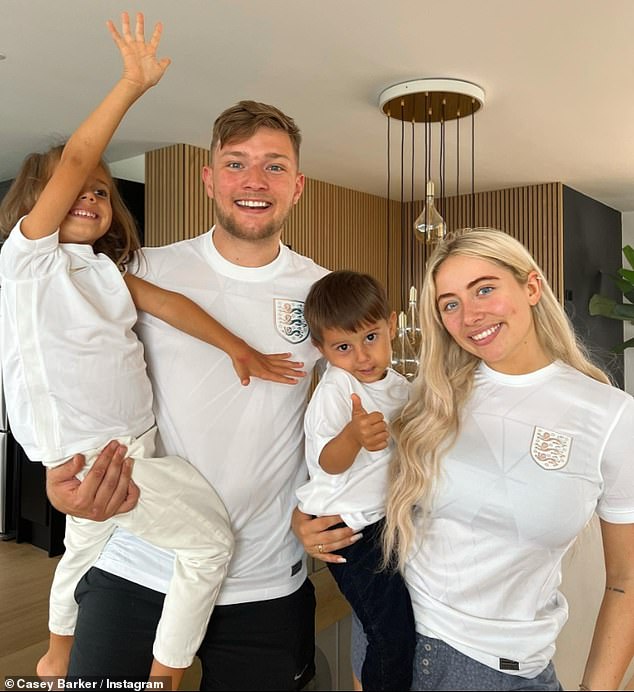 Get better soon!  The Strictly Come Dancing star, 22, took to her Instagram Stories to let fans know about her and ask them to send Casey well wishes (Saffron and Casey pictured in July).