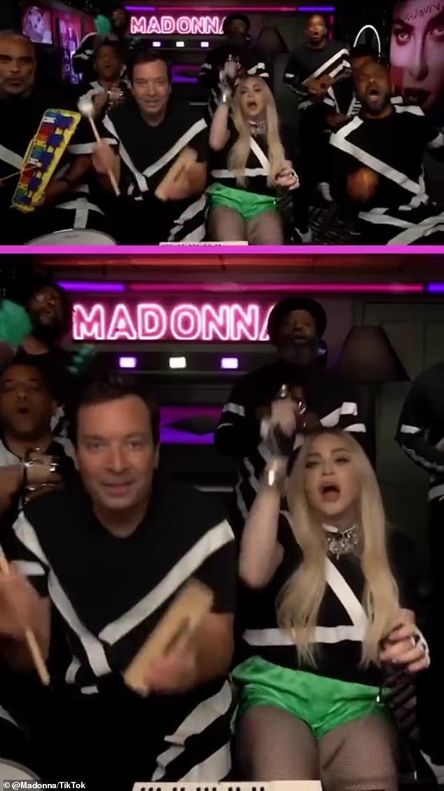 Making the rounds: Among the many performances and appearances on the compilation, there's a clip of Madonna on The Tonight Show Starring Jimmy Fallon.