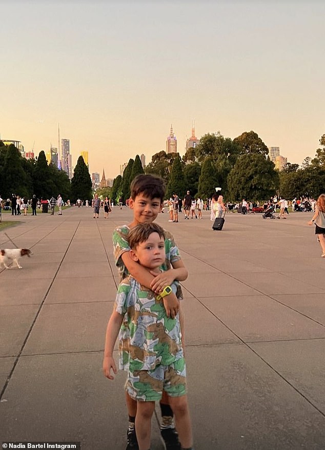 The Australian model, 37, shared a series of sweet family photos on Instagram as they watched the fireworks.