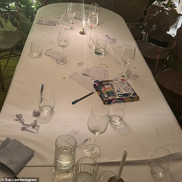 Quality time: Thursday's post included a look at the messy table Lipa and company ate at during what appeared to be a family outing