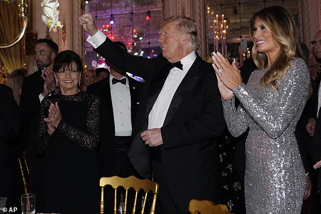 Trump and former first lady Melania Trump arrived at the dining room for a New Year's Eve party at Mar-a-Lago in Palm Beach.