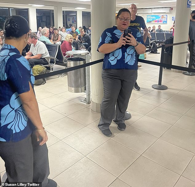 Travelers and United Airlines staff alike were full of praise for the welcome and hospitality of airport staff (pictured) and locals at Pago Pago.