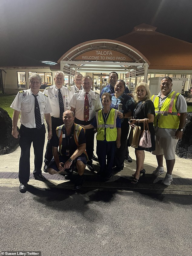 The United Airlines crew who made the mercy run to America Samoa praised the ground crew at Pago Pago (pictured)