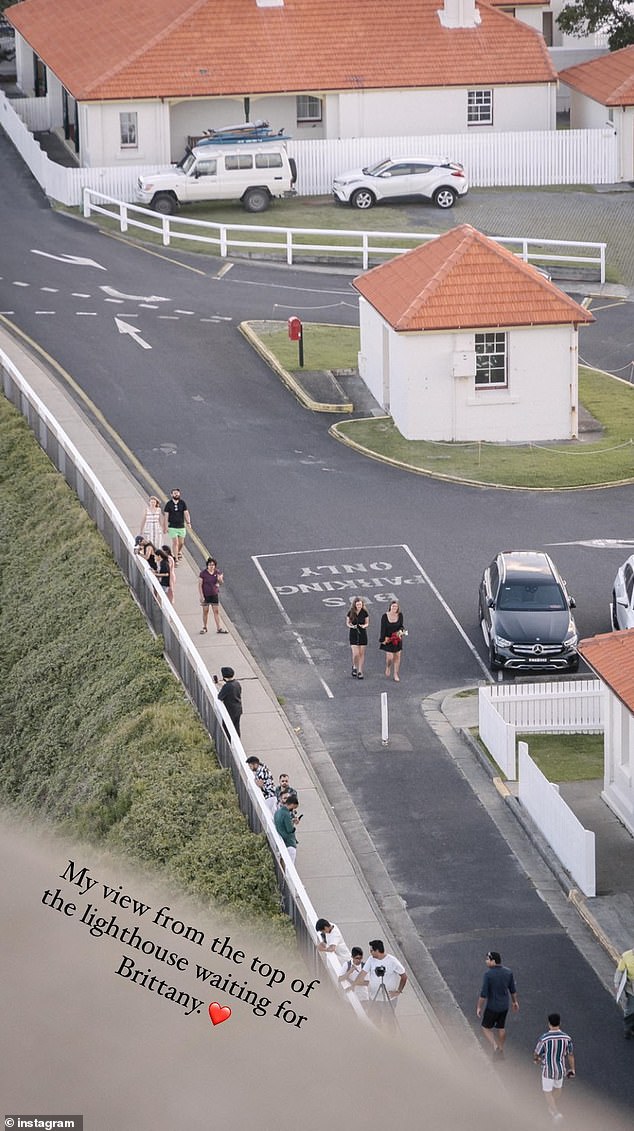 Mr. Shiraz took a photo of Mrs. Higgins arriving while waiting on top of the lighthouse (pictured)