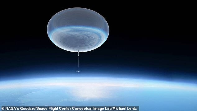 Two years ago NASA unveiled its plans to launch a gigantic balloon (pictured in a concept image) attached to a telescope for examining stars and gases in the cosmos