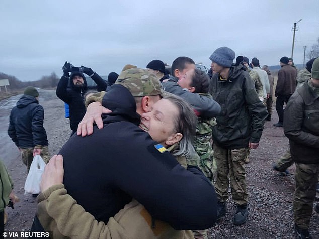 The now free soldiers hugged their loved ones as they were released as prisoners of war today.