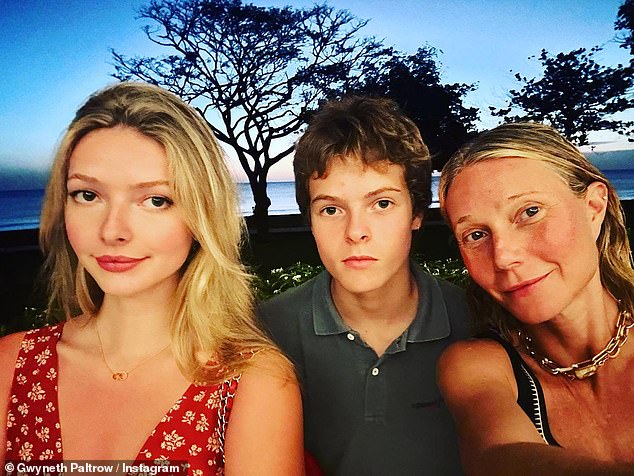 Looking good: Makeup-free Apple, Moses and Gwyneth got ready for another family photo