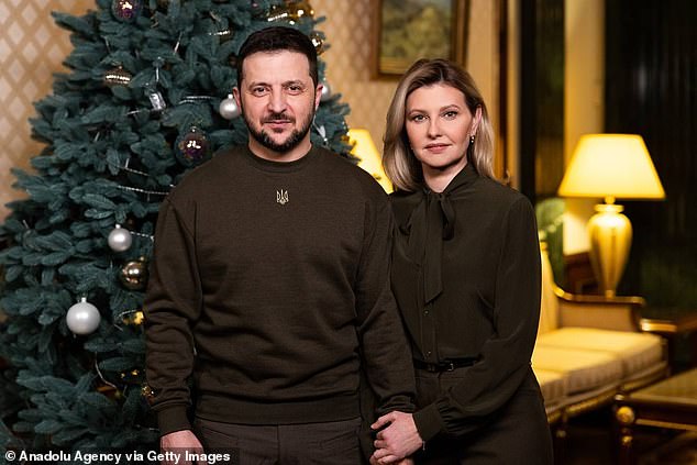 Ukrainian President Volodymyr Zelensky, standing next to his wife Olena Zelenska, said Ukraine would beat Russia in his New Year's speech.