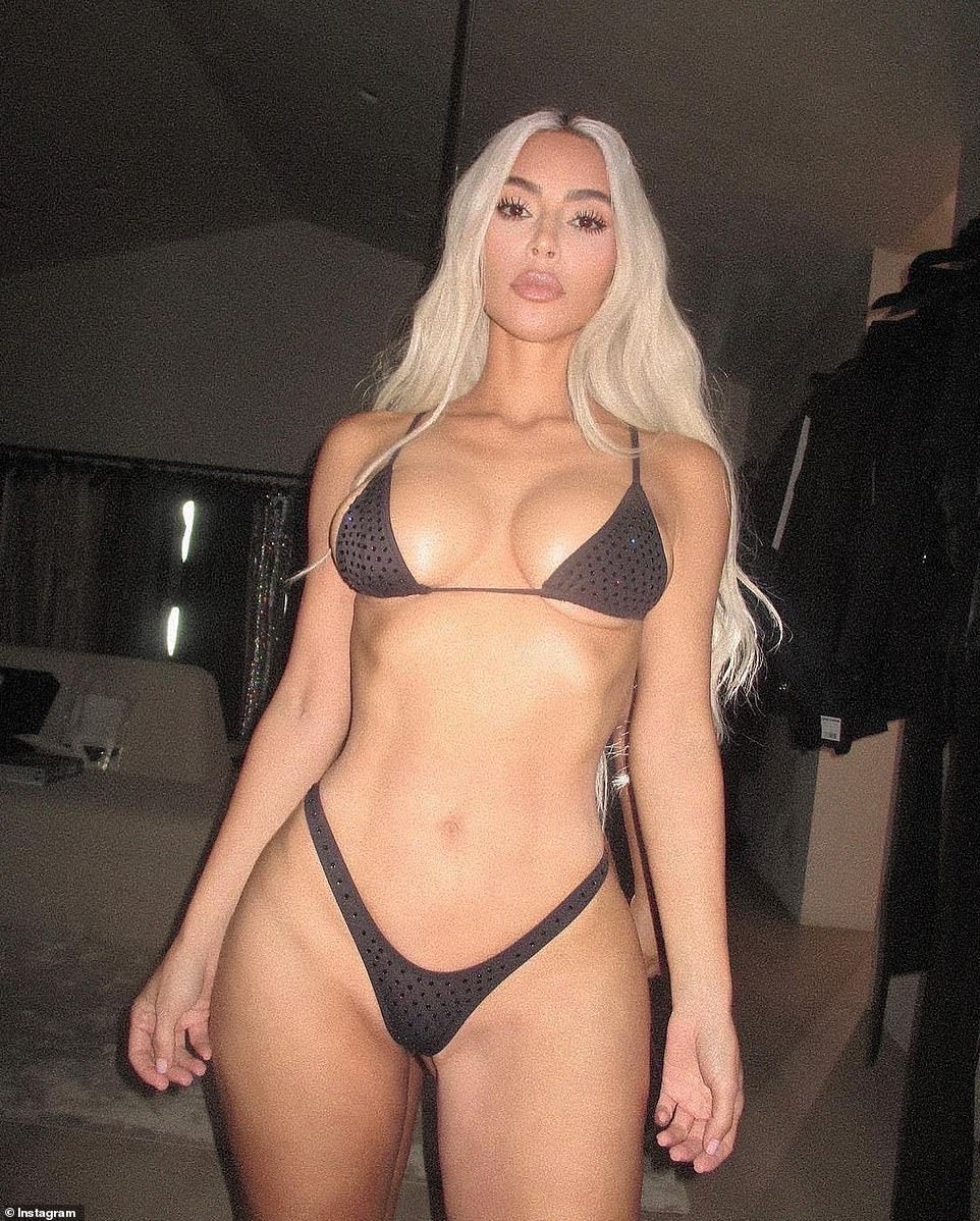 Bikini body: Kim showed off her slender physique on her Instagram account