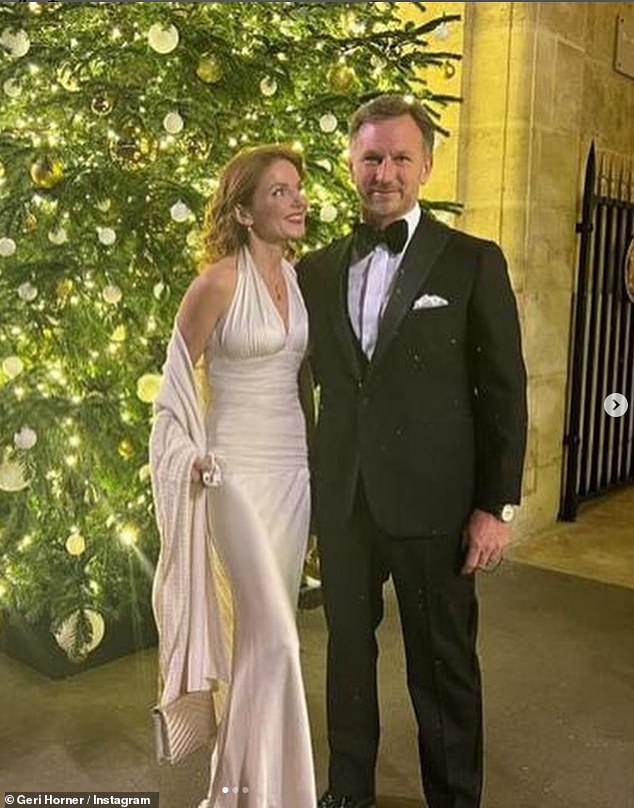 Beloved: Geri married Formula 1 team boss Christian, 49, in a star-studded ceremony in 2015 and they share five-year-old son Monty together (pictured together in December 2021)