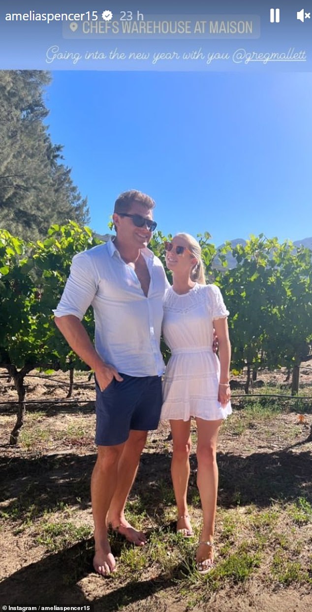 Elsewhere, Amelia Spencer, who is the daughter of Charles Spencer, 9th Earl of Spencer, looked as loved up as ever as she spent New Year's Eve in sunny South Africa with her fiance Greg Mallett.