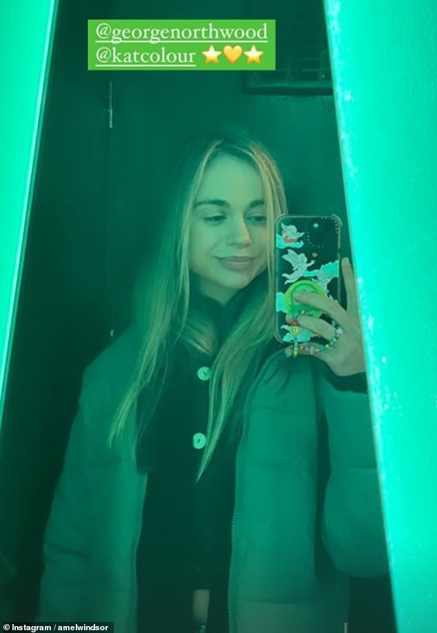 Meanwhile, Lady Amelia Windsor posed for a witty photo as she appeared to ring in the New Year in a cozy London bar.