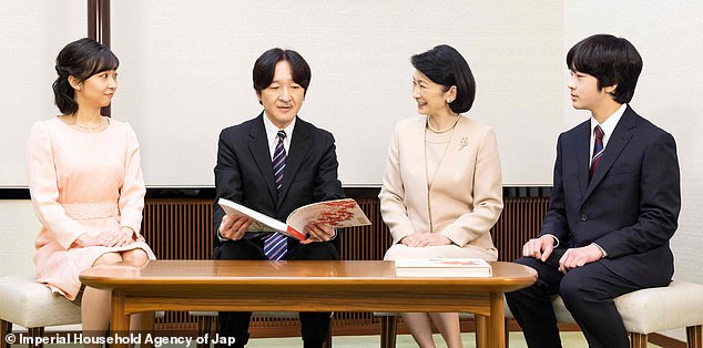 The couple's children, Princess Kako, 28, and Prince Hisahito, 16, seemed to laugh along with their parents in the sweet family photos.