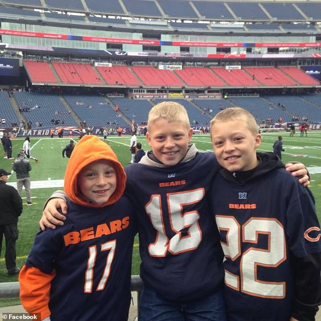 Bickford's father, Tom, posted photos of his sons at a Bears game in 2015. Tom died in 2018.