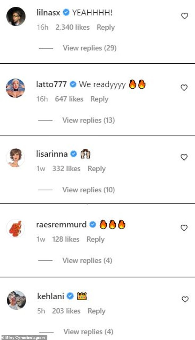 'We are ready!'  The former Disney Channel star's Instagram posts received rave comments from her famous friends Lil Nas X, Latto, Lisa Rinna, Rae Sremmurd and Kehlani.