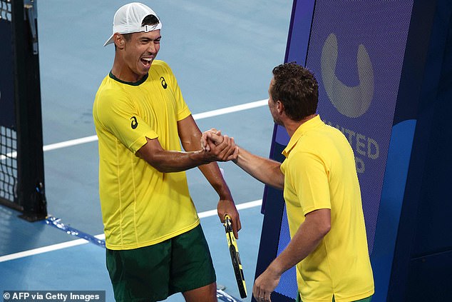 Kubler (pictured celebrating with Australian United Cup captain Lleyton Hewitt) had a stellar 2022 and will be looking to maintain his fine form at the Melbourne Grand Slam.