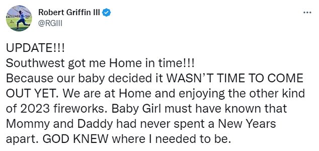 1672636044 203 Robert Griffin III reveals his wife is STILL pregnant following