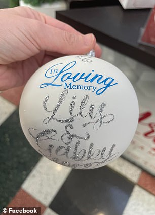 John Van de Putte also revealed a Christmas tree ornament inscribed in glitter with the name of Lily and her best friend Gabby.