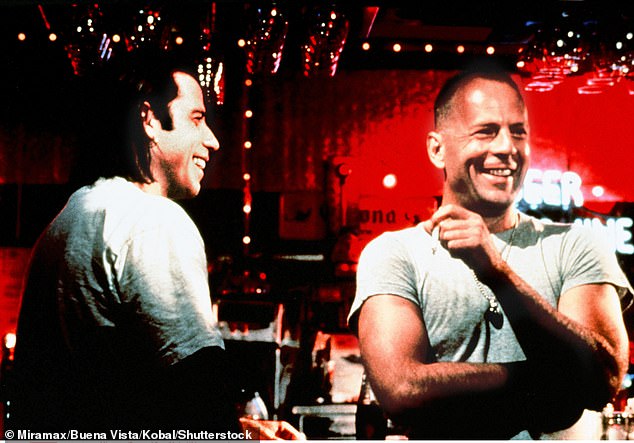 Reunited and it feels so good: Paradise City marks the first major collaboration between Willis and Travolta on a feature film since they starred in Quentin Tarantino's crime classic Pulp Fiction in 1994;  spotted together in a behind-the-scenes photo from the set of Pulp Fiction