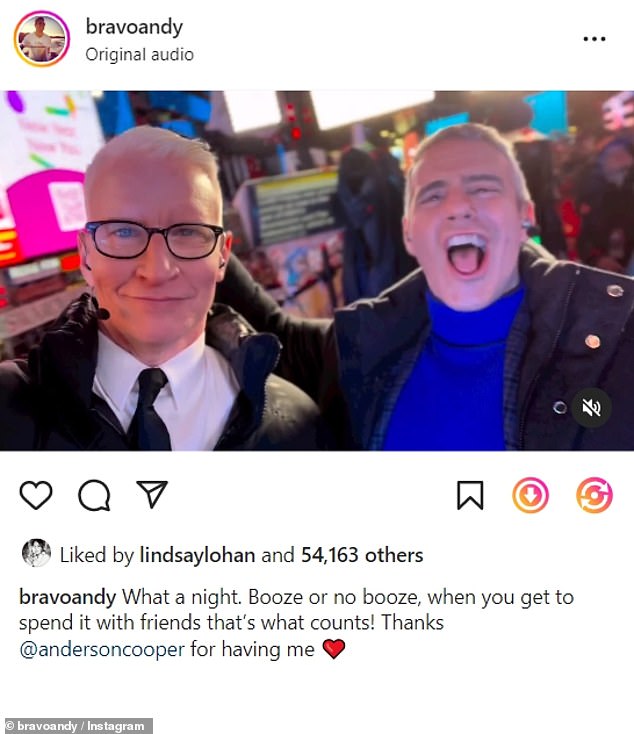 Working Together: He co-hosted the broadcast with Bravo personality Andy Cohen.  The duo were not allowed to drink alcohol on the show, a big change from previous years that didn't go unnoticed by fans.