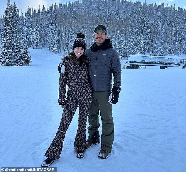 Happy couple: The two lovebirds were spotted in the actor's recent Instagram post shared on Saturday as they enjoyed a snowy ski trip in the mountains