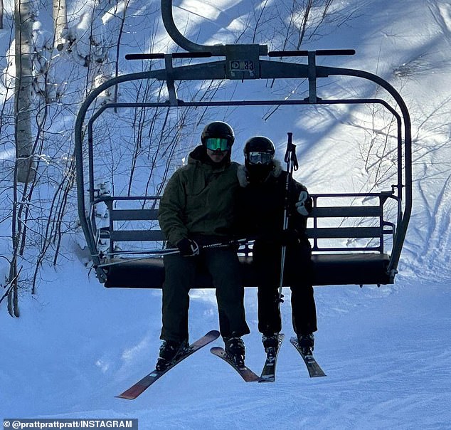 Having a lot of fun: In the caption of his ski post, Chris wrote: 