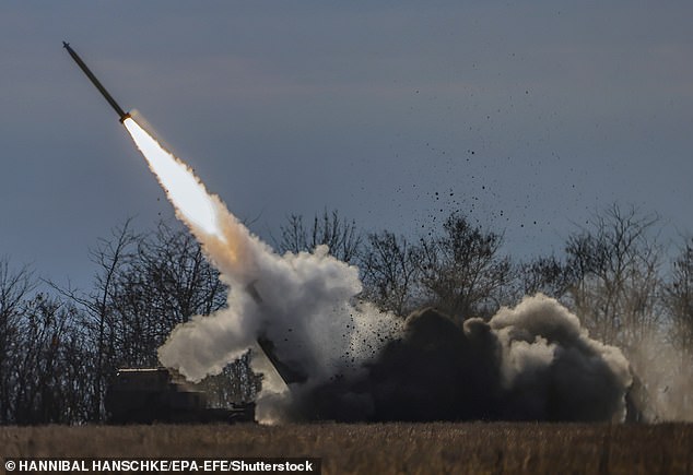 Pictured: A HIMAR rocket system is shown launching a missile (file photo)