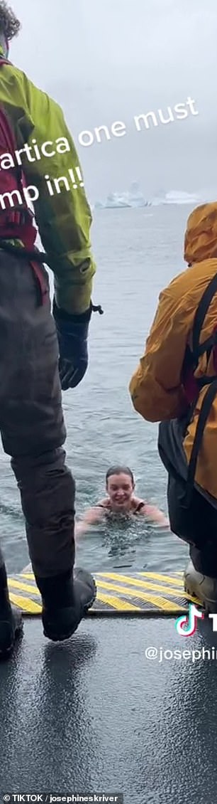 Brrr!  She seemed excited when she came back on board, but she was too cold to speak.