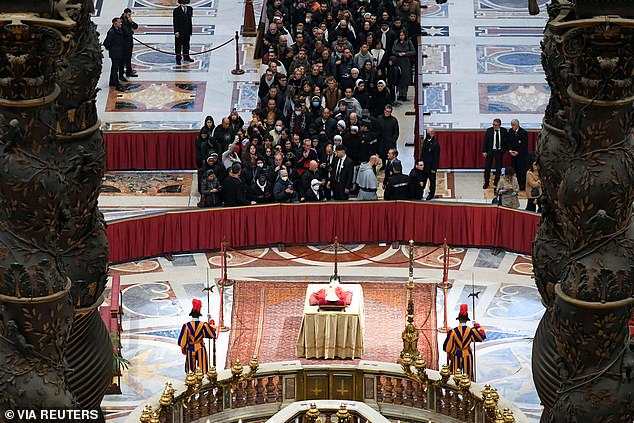 The doors of the basilica were opened shortly after 9 am today so that the public, some of whom had waited for hours, could pay their respects to the late pontiff.