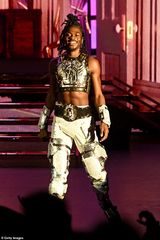 Lil Nas X is pictured performing at the Falls Festival in Melbourne on Thursday.  The Wiggles also performed that day.