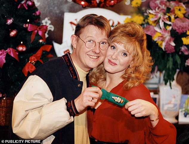 Lancashire as Raquel with Curly Watts (Kevin Kennedy) on Coronation Street in 1994