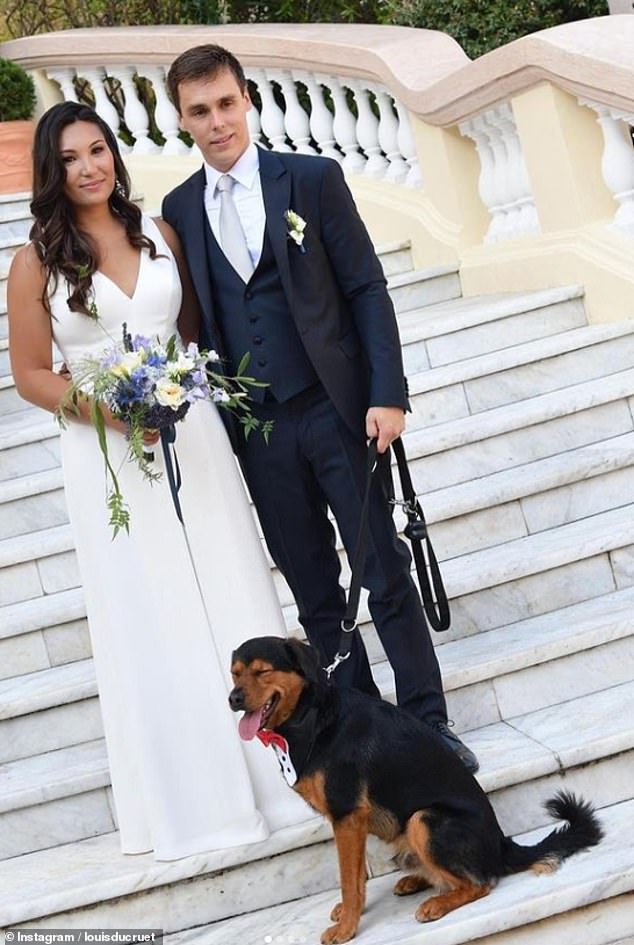 The couple married during a civil ceremony at Monaco's town hall, attended by Pancake in a dog-xedo, before a religious ceremony the next day.