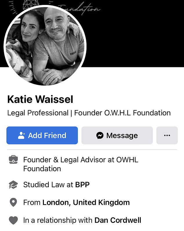 Social media officer!  Katie and Dan's Facebook pages confirm the romance with matching profile photos and relationship statuses.