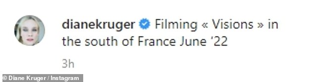 Post: Captioning his post, he wrote: 'Filming 'Visions' in the south of France on June 22nd'