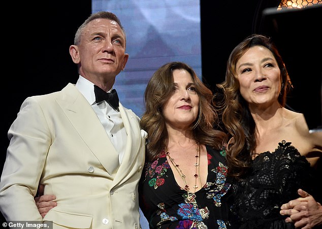 Bond Stars: Laviscount also caught the eye of James Bond boss Barbara Broccoli and is being lined up to become the new 007 to replace Daniel Craig.  Pictured: Craig and Broccoli onstage with Michelle Yeoh in Beverly Hills, California, September 2022