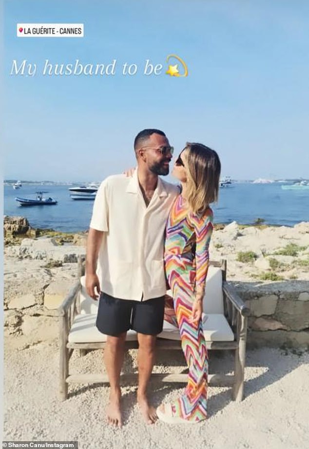 Kissed by the sun: They enjoyed a sunny holiday in France this summer, with Sharon excited for her husband to be