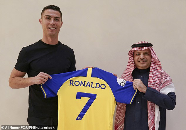 Latest move: Ronaldo (left) agreed to join Al Nassr in a record deal worth £175m a year last week (pictured December 2022)