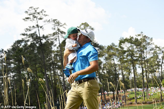 Like many pros, Stallings (right) was accompanied by his family during the Augusta Par 3 Tournament, which is a joyful event that precedes the Masters.  Stallings' young children, Finn (in his father's arms) and Millie, were spotted dressed as caddies in 2014, much to the delight of the adoring crowd.