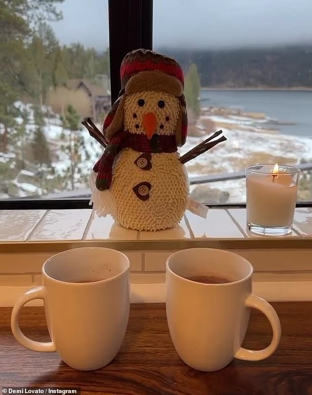 Healthy: Demi also shared a photo of two white mugs placed in front of a window sill