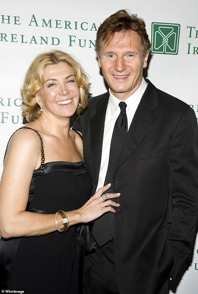 Heartbroken: Neeson's late wife, Natasha Richardson, died at age 45 after hitting her head during a beginner's ski lesson in Quebec, Canada, in 2009 (pictured together in 2008)