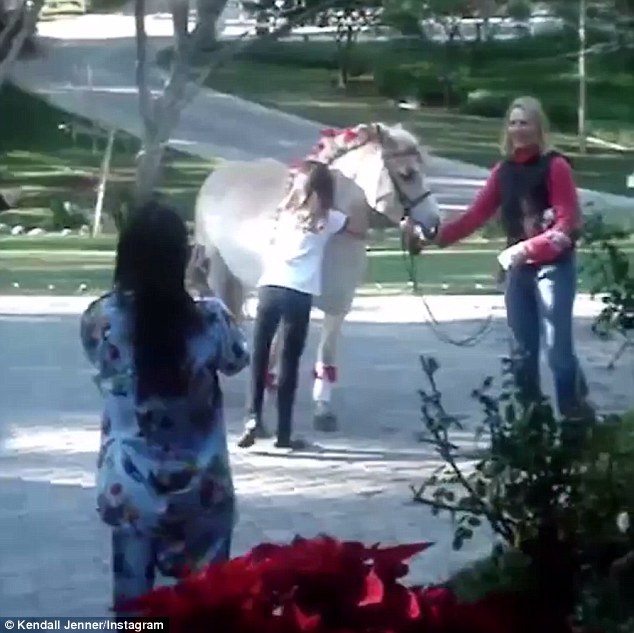 My Little Pony!  Kendall squealed 'OMG!'  as she wrapped her arms around the flower-laden white horse that she waited in the driveway with her trainer