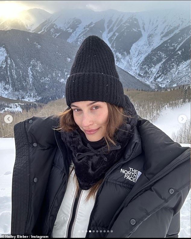 Holiday dump: The catwalk queen has headed out on a luxury ski trip with husband Justin and friends Kylie and Kendall Jenner