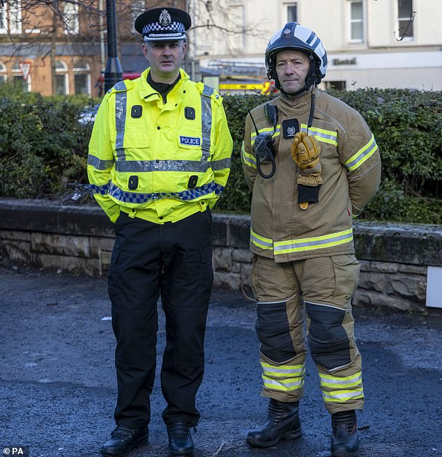 Scottish Police Chief Superintendent Phil Davison (left) and Area Commander Jason Sharp, Scottish Fire and Rescue Service for Perth, Kinross, Angus and Dundee speaking to the media