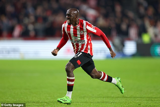 Yoane Wissa scored Brentford's second goal with an excellent header before the break