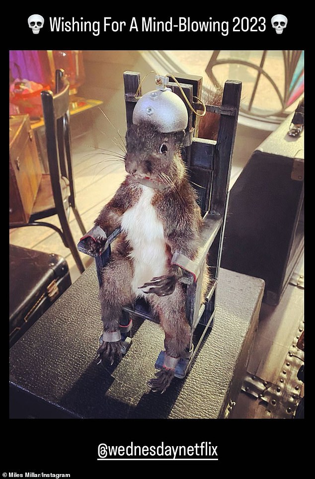 On New Year's Day, Millar posted a photo of a squirrel strapped to an electric chair with the caption: 